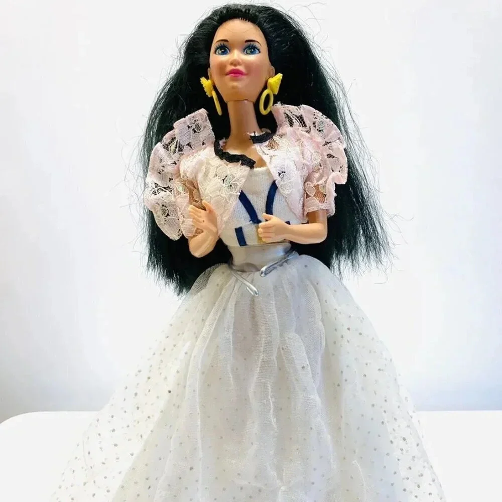 MATTEL BARBIE Asian Doll Long Black Hair Blue Eyes Three Piece Outfit 12